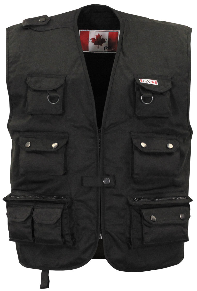 Vestă Multifuncțională Rezistentă Negru FoxOutdoor - Fermoar Ascuns, Buzunare Multiple