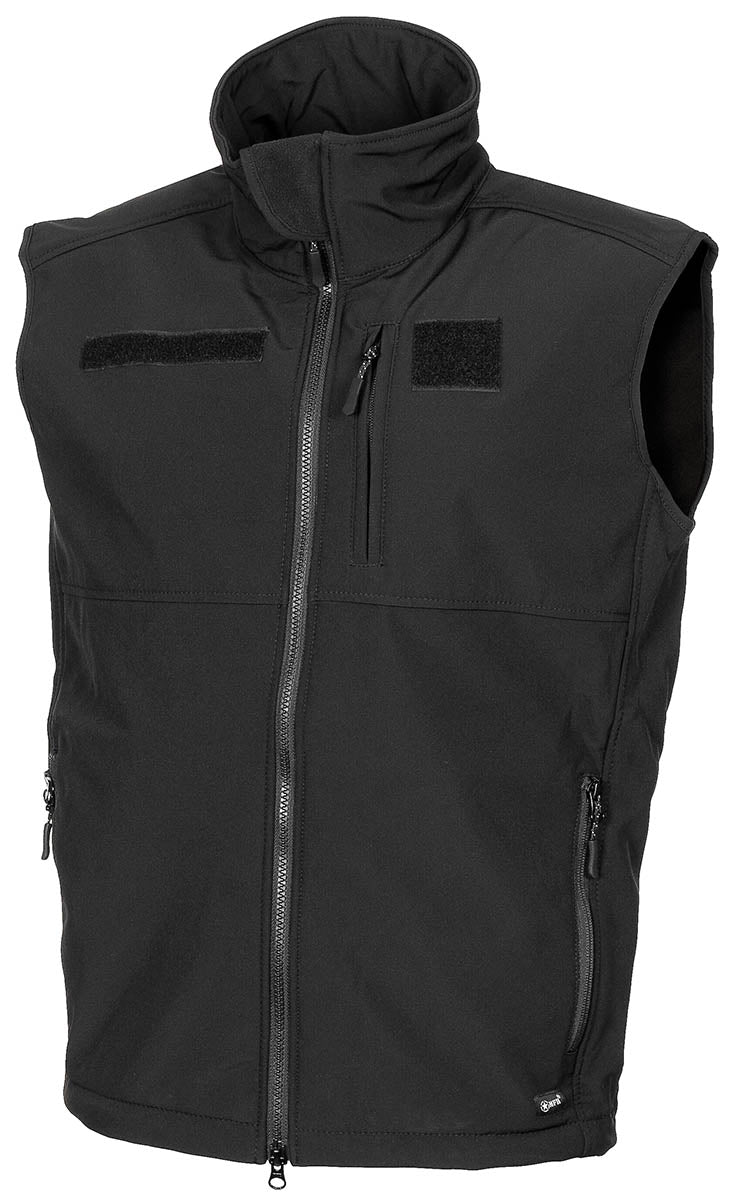 Vestă Softshell Allround Negru MFH - Vânt și Apă Rezistentă, Fermoar Dublu Sens
