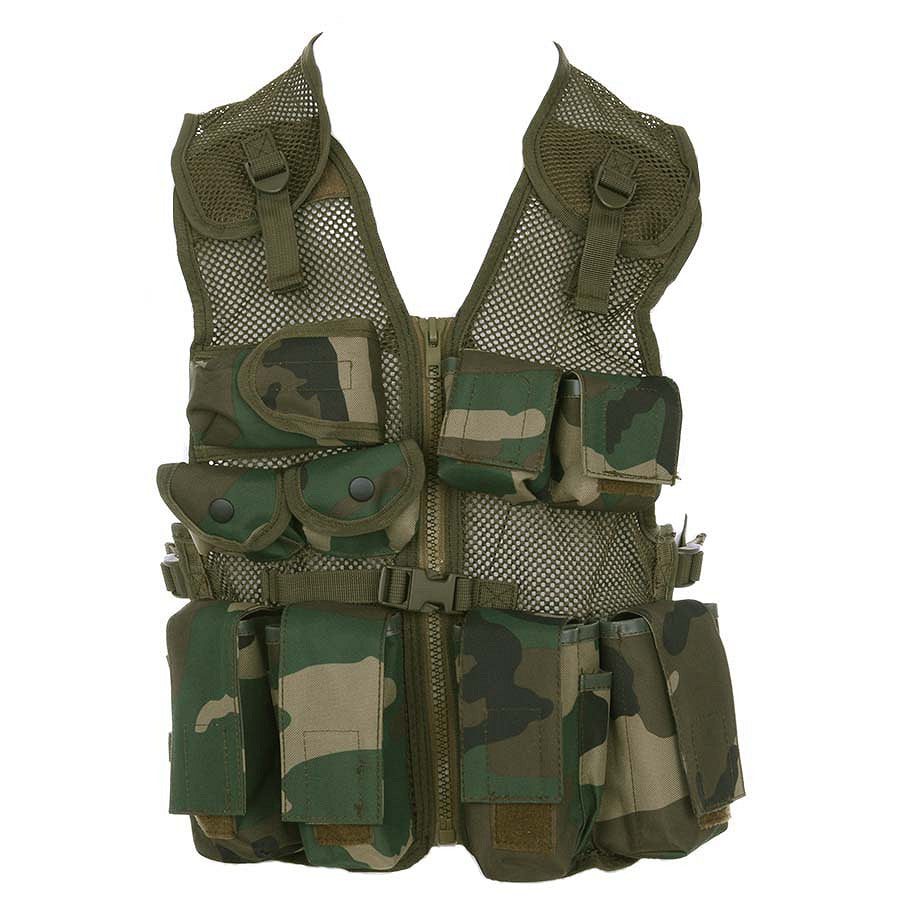 Vestă Tactică Copii Camo Woodland 101 INC® - Misiuni Reale de Explorare