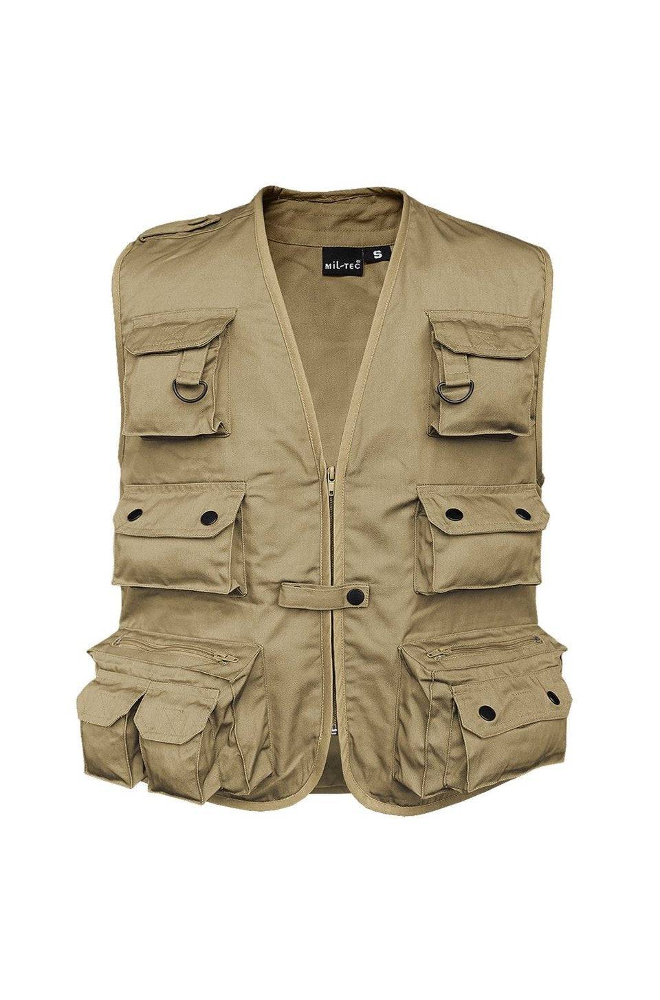 Vestă Vânătoare & Pescuit Khaki – Utilitate și Camuflaj Natural