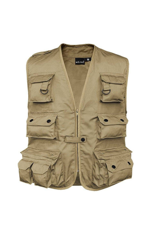Vestă Vânătoare & Pescuit Khaki – Utilitate și Camuflaj Natural