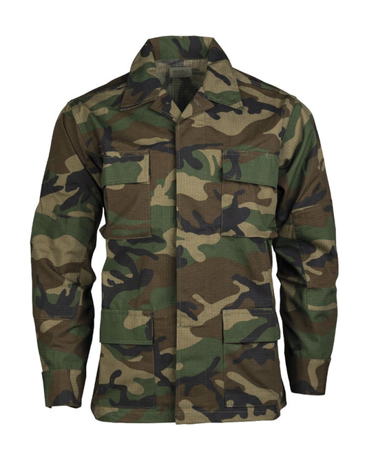 Veston BDU Mil-Tec Teesar – Rip-Stop 100% Bumbac, 200 g/m², Woodland