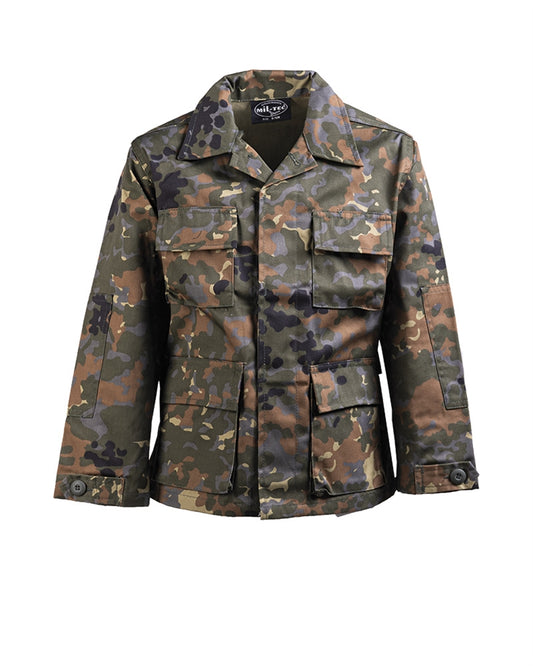 Veston BDU pentru Copii Mil-Tec – Poliester-Bumbac, 4 Buzunare, Flecktarn