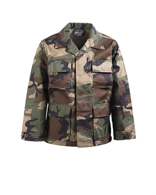 Veston BDU pentru Copii Mil-Tec – Poliester-Bumbac, 4 Buzunare, Woodland