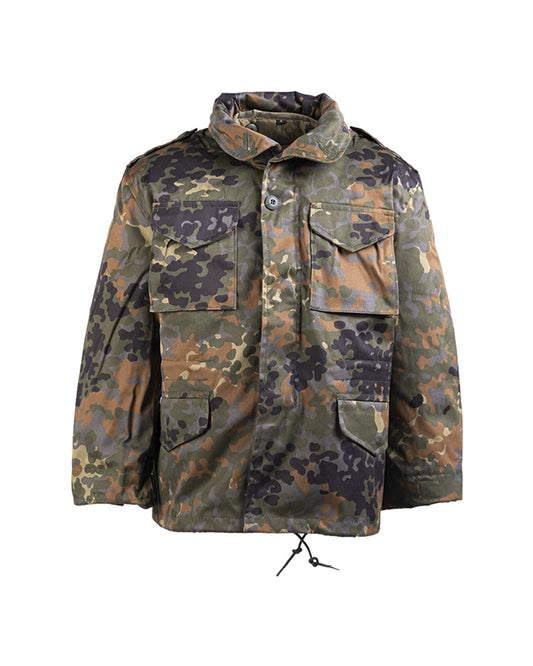 Veston M65 pentru Copii Mil-Tec – Căptușeală Bumbac, 4 Buzunare, Flecktarn