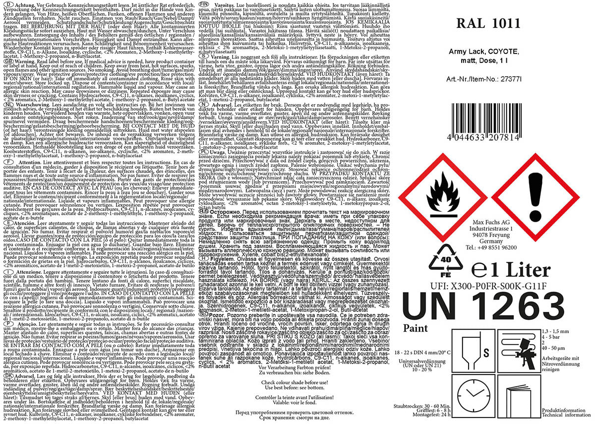 Vopsea Army Lack Coyote MFH - Uscare Rapidă, Rezistență UV