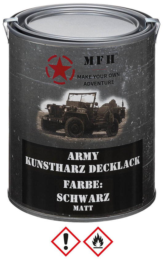 Vopsea Army Negru MFH - Uscare Rapidă, Mat, 1L