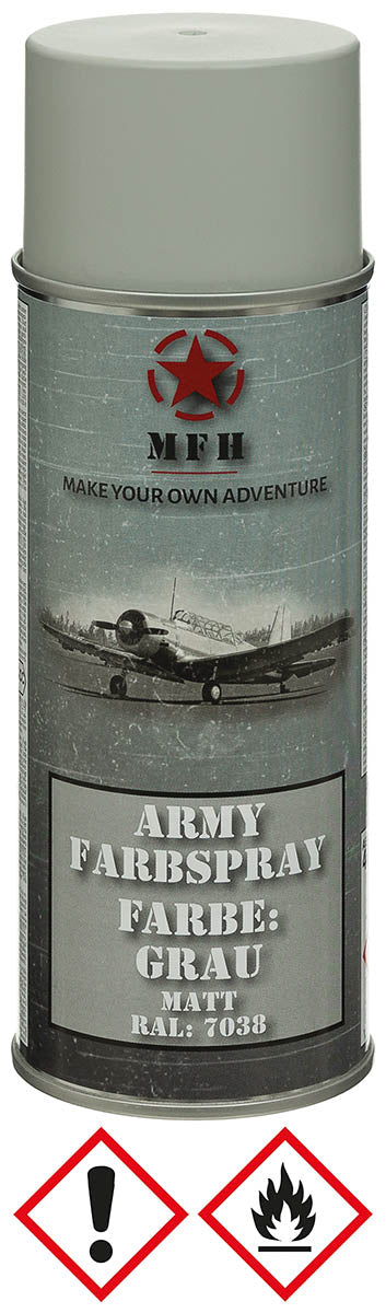 Vopsea Spray Army Gri Mat MFH - Uscare 20 min, Rezist. 80°C