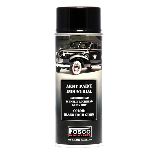 Vopsea Spray Tactică Legerverf Glans Zwart Fosco Industries - Uscare Rapidă & Rezistență Superioră