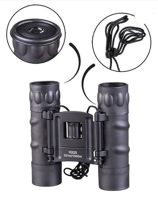 Binoclu Compact Gen.II Pliabil 10x25 Negru – Zoom 10x, Format Robust și Portabilitate Tactică