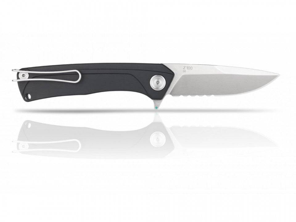 Briceag Militar Z100 Stonewash Serrated Edge G10 Anv Knives Black