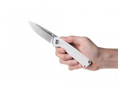 Briceag Militar Z200 Stonewash Plain Edge G10 White Anv Knives Anvz200-007