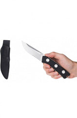 Cutit Militar P200 Stonewash Serrated Edge Black Leather Anv Knives