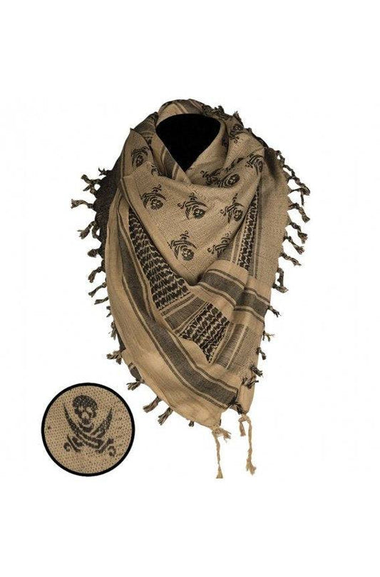 Esarfa Shemagh Skull Kaki-Black