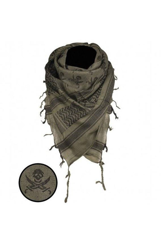 Esarfa Shemagh Skull Oliv-Black