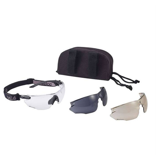 Ochelari Tactici Bollé® ‘COMBAT’ Negru – Sistem Modular Balistic, Lentile CSP + Smoke, Protecție Totală și Adaptabilitate Maximă