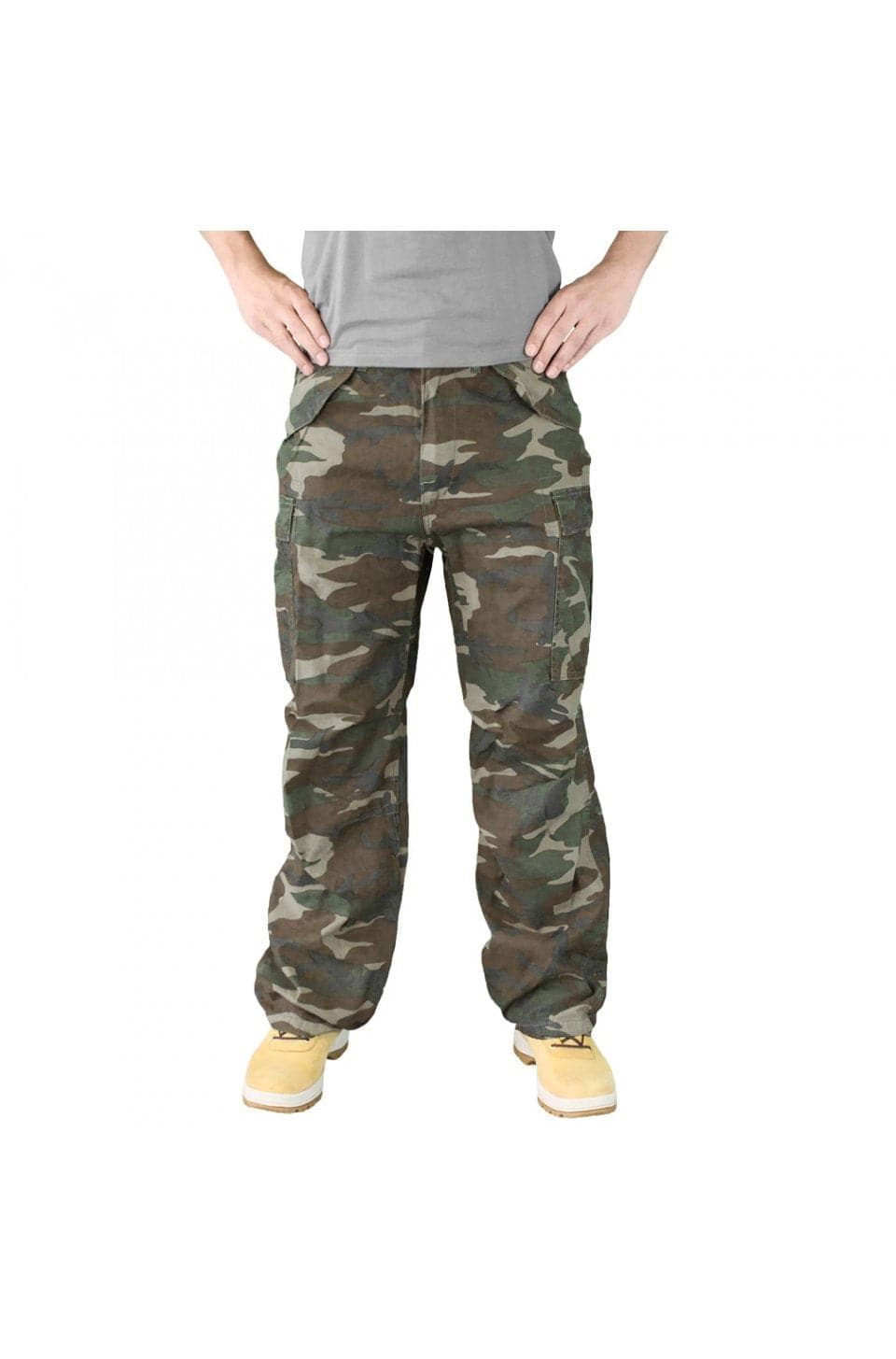 Pantaloni Raw Vintage Fatigues Camuflaj Woodland