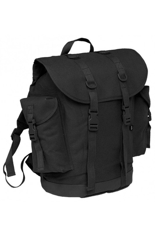 Rucsac Negru German „Mountain” – 25L, Stil Militar Clasic cu Bază Ranforsată și Fixări D-Ring