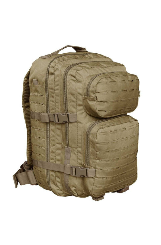Rucsac Tactic US Assault Large Coyote – 36L, Sistem Laser-Cut, Culoare Desert, Ideal pentru Terenuri Aride și Utilizare Intensivă