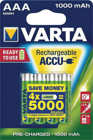 Set 4 Acumulatori Reincarcabili 1000 Ma Aaa Varta Lr3