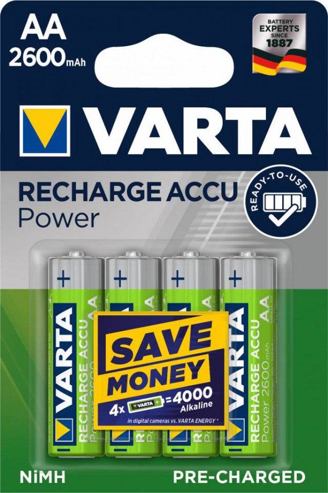 Set 4 Acumulatori Reincarcabili 2600 Ma Aa Varta Lr6