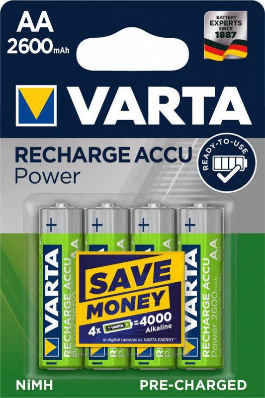 Set 4 Acumulatori Reincarcabili 2600 Ma Aa Varta Lr6