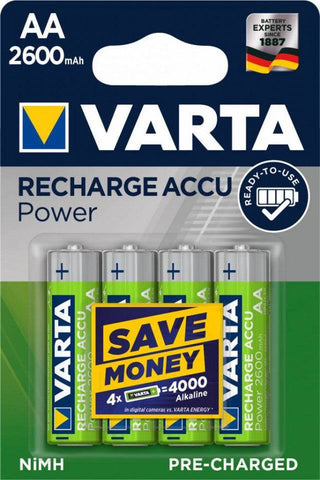 Set 4 Acumulatori Reincarcabili 2600 Ma Aa Varta Lr6