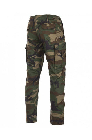US WOODLAND R/S BDU FIELD PANTS ′SLIM FIT′ – TEESAR® Pantaloni tactici cu croială slim, din Ripstop 100% bumbac – camuflaj Woodland
